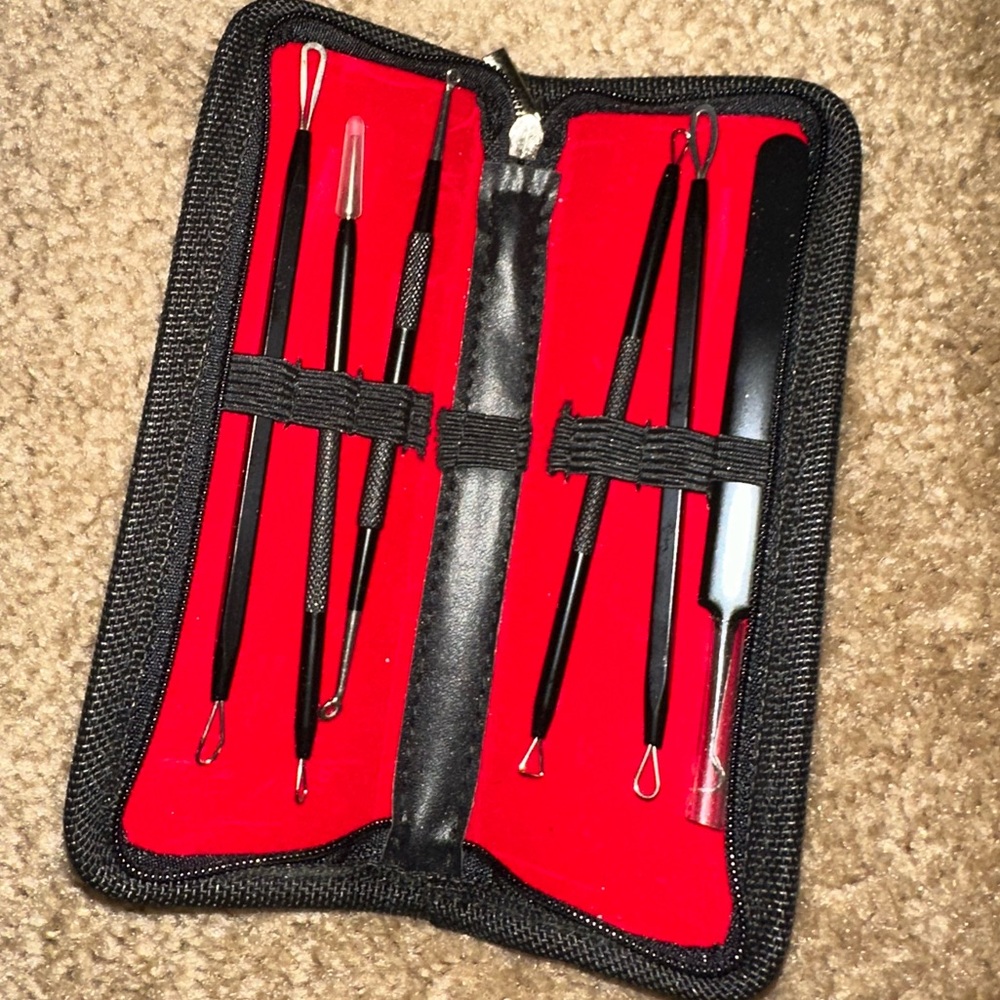 Blackhead Remover Tool Kit with Red Case